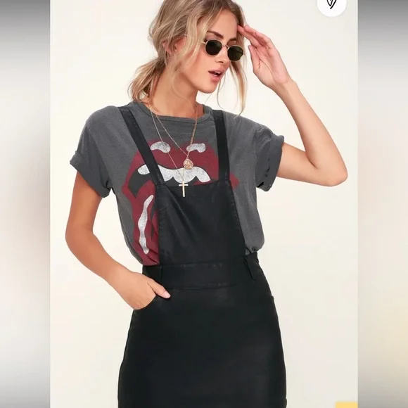 chinese dress ladies Chi Chi Sleeveless Faux Leather Pinafore Mini Dress in Black, Size 8